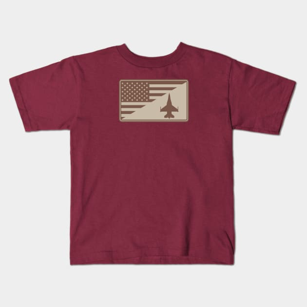 F-16 Viper US Flag (subdued) Kids T-Shirt by TCP